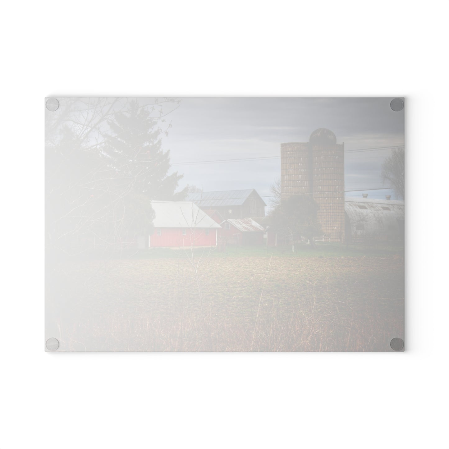 U R There Photography Fostoria Road Greys Rustic Farmhouse Tempered-Glass Cutting Board