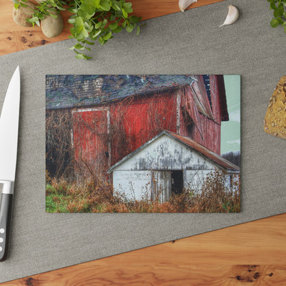 Barn Boutique Rustic Tempered-Glass Cutting Board| German Road Forgotten Red II