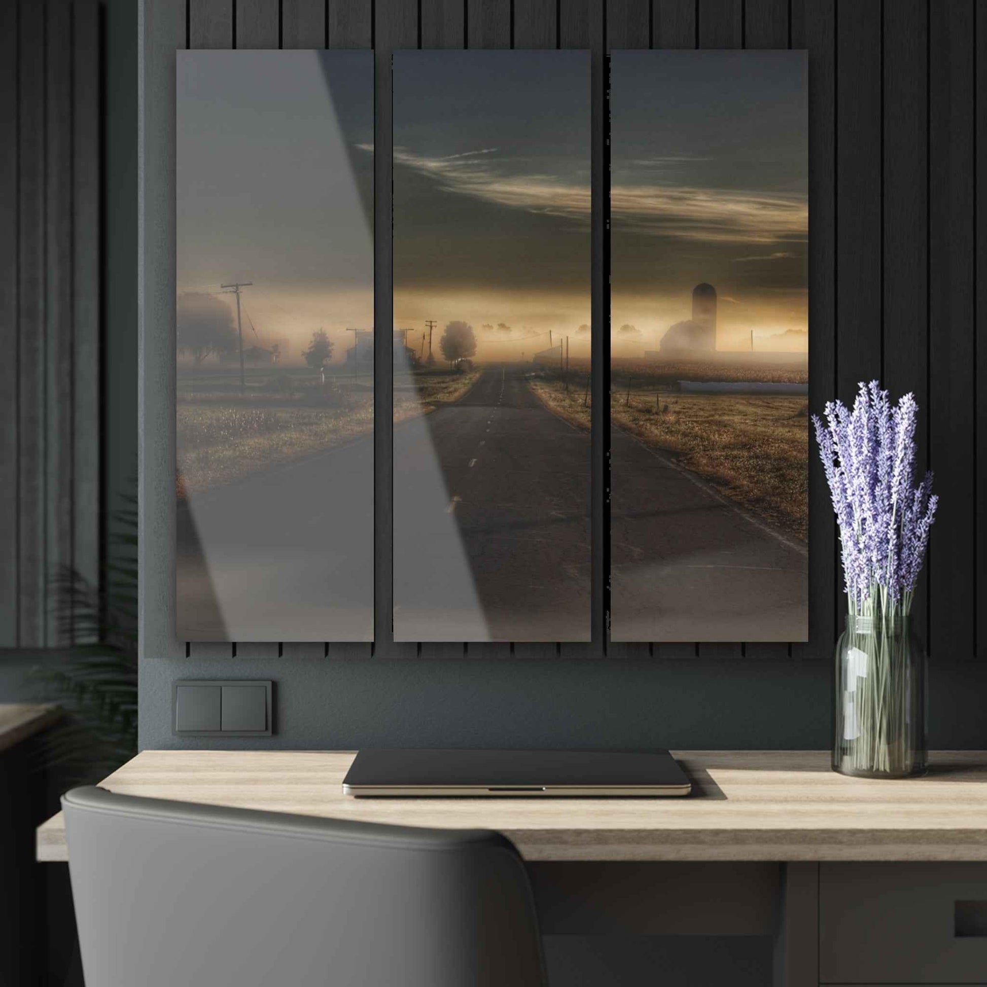 U R There Photography By Dawns Early Light Rustic Farmhouse 3-Panel Acrylic Wall Print 12"x 36" (3)