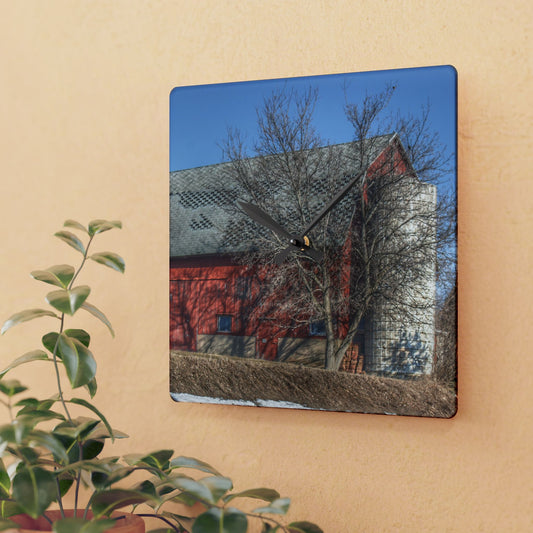 U R There Photography Van Dyke Red II Rustic Farmhouse Acrylic Analog Wall Clock