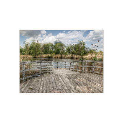 U R There Photography Bridge Overlooking Water Tower Park in Lapeer Rustic Farmhouse Decorative Ceramic Tile 6" × 8" Glossy