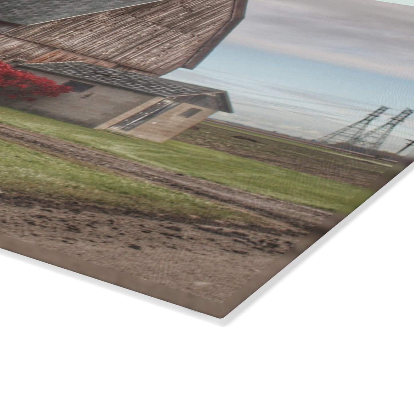 U R There Photography Roedel Roadside Reds III Rustic Farmhouse Tempered-Glass Cutting Board