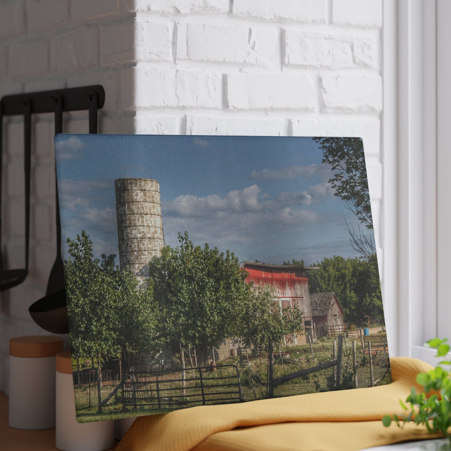 U R There Photography Henderson Road Farm Rustic Farmhouse Tempered-Glass Cutting Board