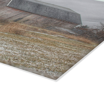 U R There Photography Mayville Road Grey Rustic Farmhouse Tempered-Glass Cutting Board