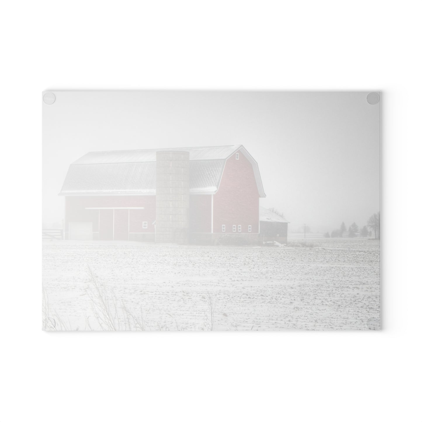 U R There Photography Winter Red Rustic Farmhouse Tempered-Glass Cutting Board