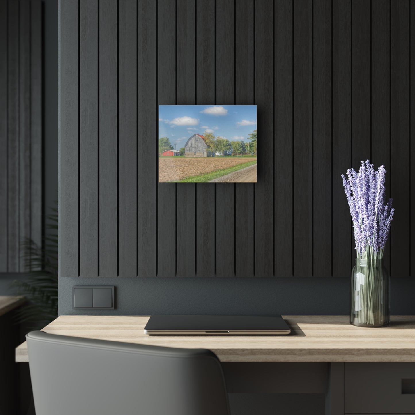 U R There Photography Sheridan Line Road Grey I Rustic Farmhouse Acrylic Wall Print