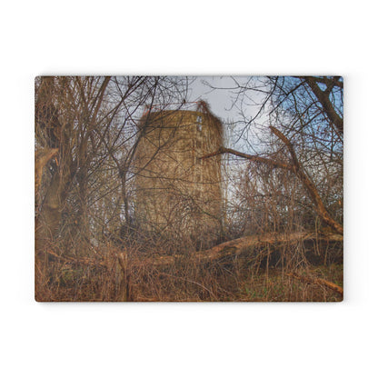 U R There Photography Hidden Silo of Fostoria Road Rustic Farmhouse Tempered-Glass Cutting Board