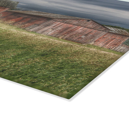 U R There Photography Hunters Creek Reds Rustic Farmhouse Tempered-Glass Cutting Board