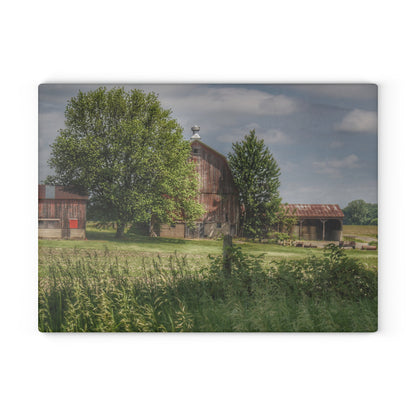 U R There Photography Ross Road Red Rustic Farmhouse Tempered-Glass Cutting Board
