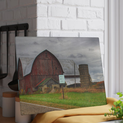 U R There Photography Valentine Road Red II Rustic Farmhouse Tempered-Glass Cutting Board