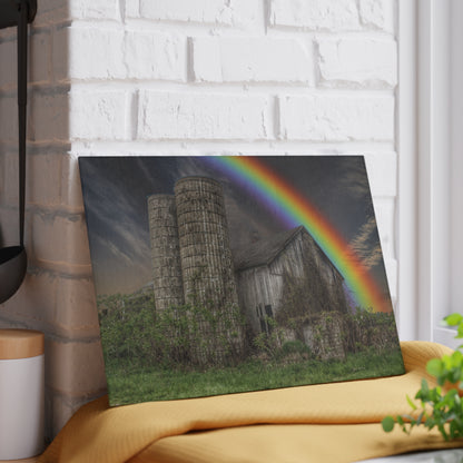 U R There Photography Somewhere Under the Rainbow Rustic Farmhouse Tempered-Glass Cutting Board