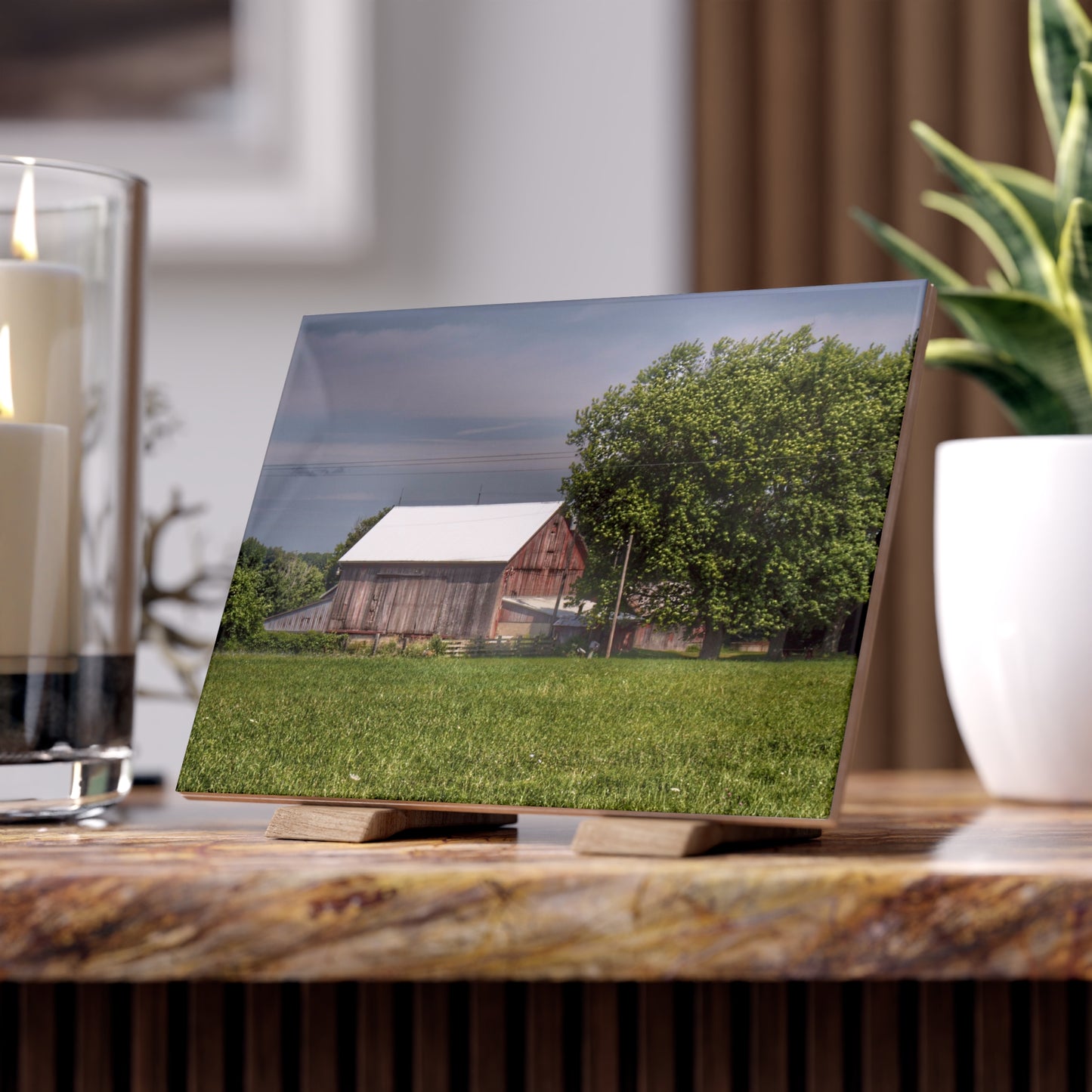 U R There Photography Castle Road Cow Barn III Rustic Farmhouse Decorative Ceramic Tile