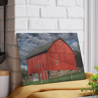 U R There Photography North Elba Road Red Rustic Farmhouse Tempered-Glass Cutting Board