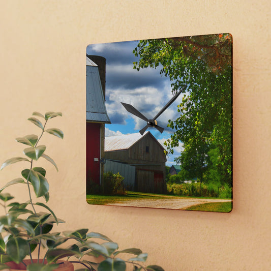 U R There Photography Hough Barn View Rustic Farmhouse Acrylic Analog Wall Clock