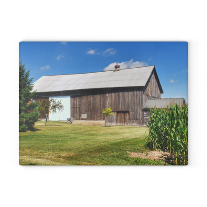 U R There Photography Frog Barn Rustic Farmhouse Tempered-Glass Cutting Board