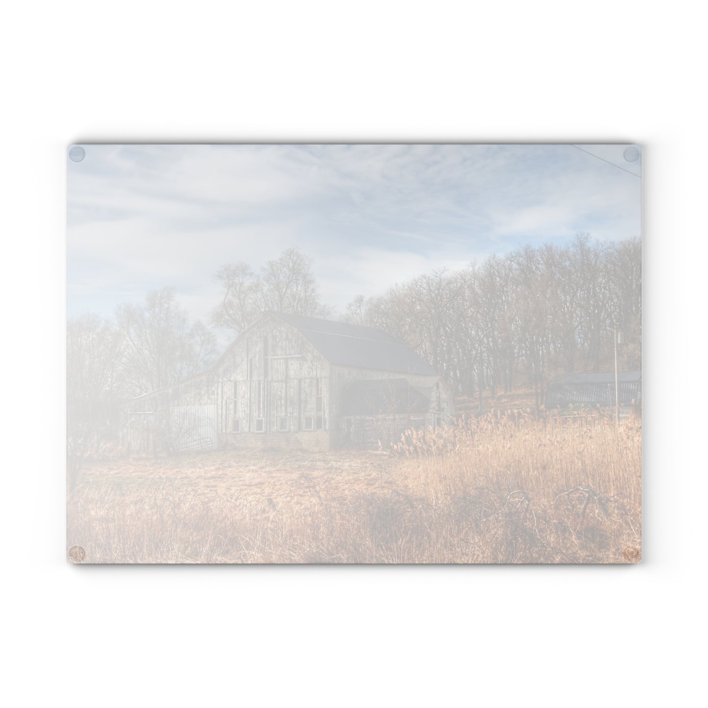 U R There Photography Newark Road White I Rustic Farmhouse Tempered-Glass Cutting Board
