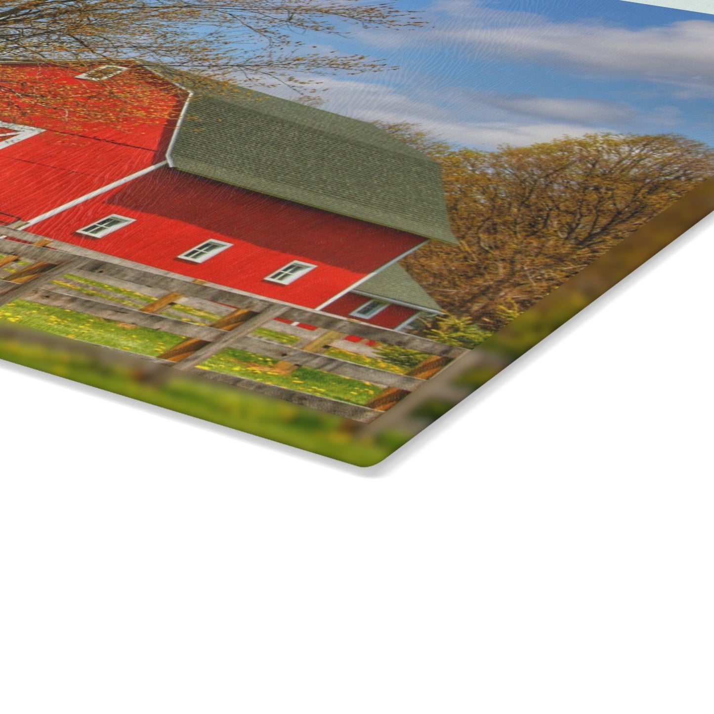 U R There Photography Sohn Road Red Rustic Farmhouse Tempered-Glass Cutting Board