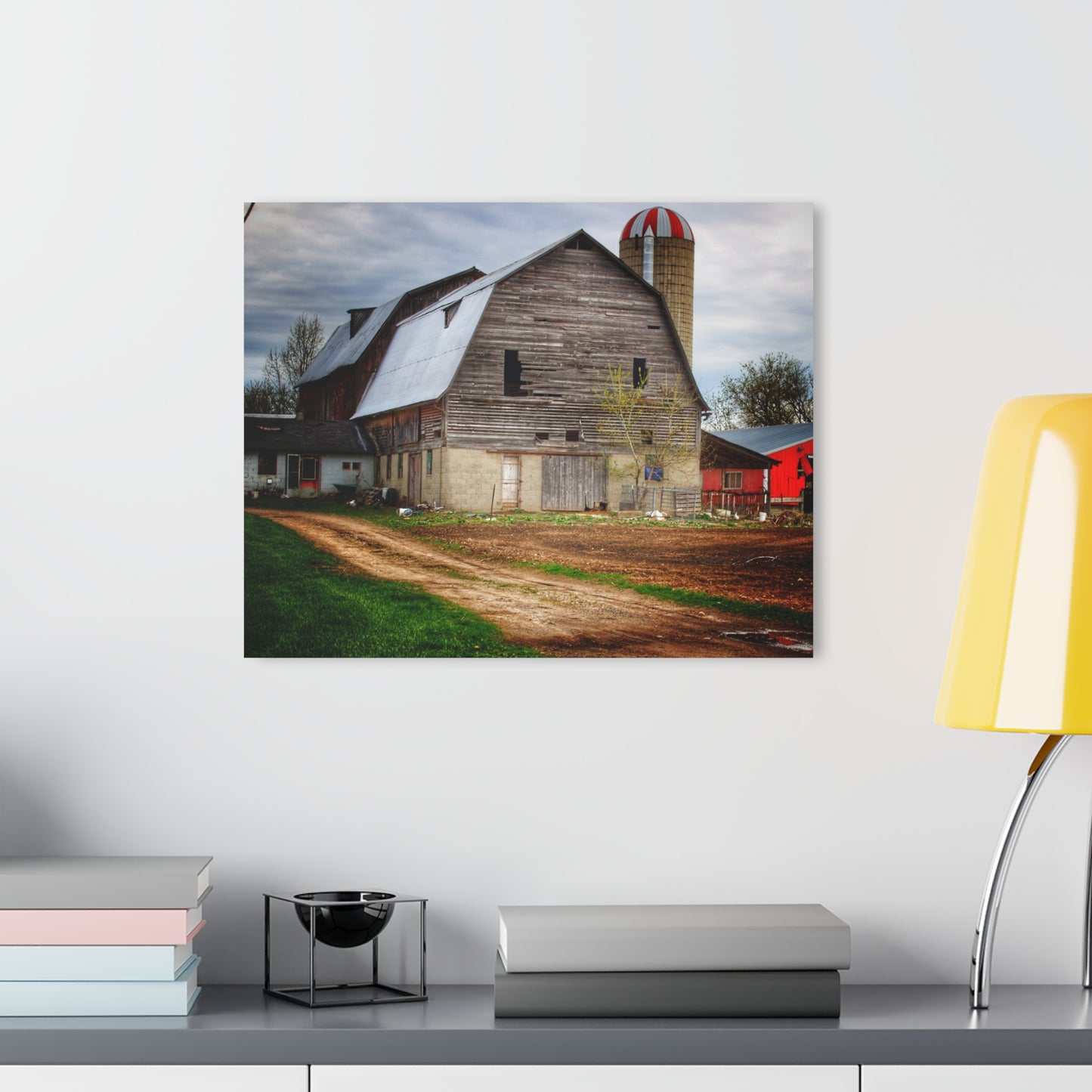 U R There Photography Murphy Lake Road Grey l Rustic Farmhouse Acrylic Wall Print