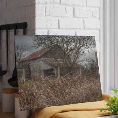 U R There Photography Grey Saltbox Rustic Farmhouse Tempered-Glass Cutting Board