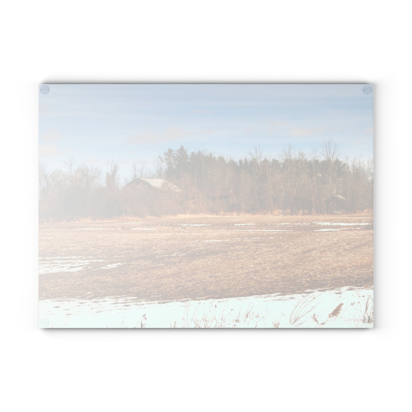 U R There Photography North Hunt Road Farm II Rustic Farmhouse Tempered-Glass Cutting Board
