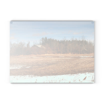 U R There Photography North Hunt Road Farm II Rustic Farmhouse Tempered-Glass Cutting Board