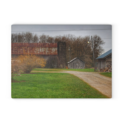 U R There Photography South Summers Road Rusted and Little Grey Rustic Farmhouse Tempered-Glass Cutting Board