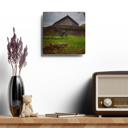 U R There Photography Chalet Grey II Rustic Farmhouse Acrylic Analog Wall Clock