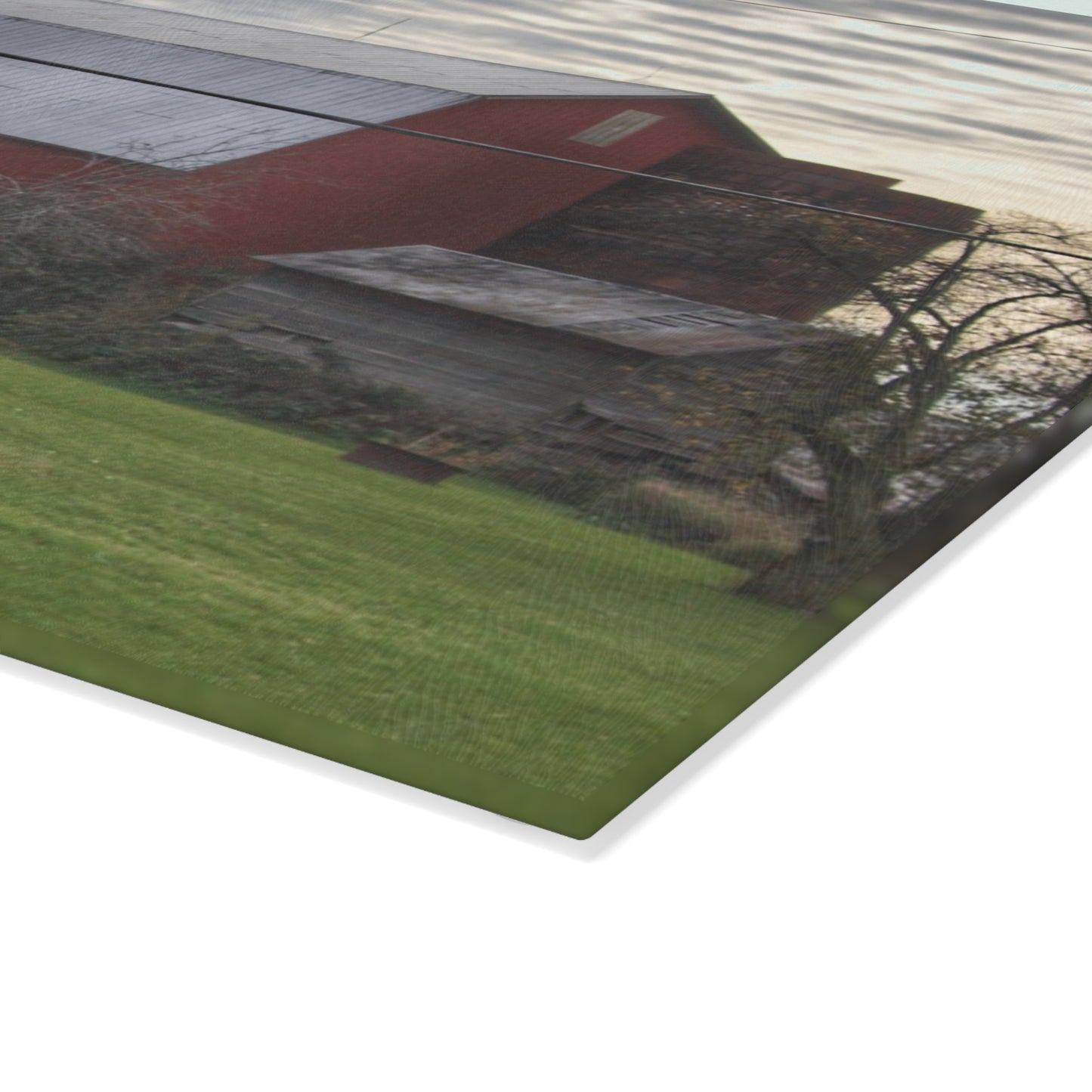 U R There Photography Dodge Road Red II Rustic Farmhouse Tempered-Glass Cutting Board