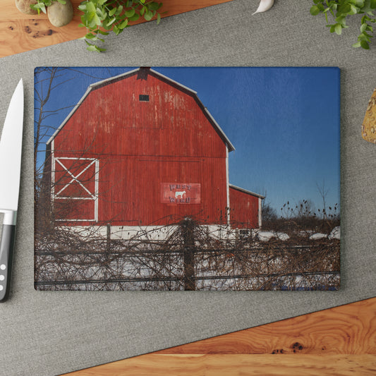 U R There Photography Vassar Red Wild Rustic Farmhouse Tempered-Glass Cutting Board