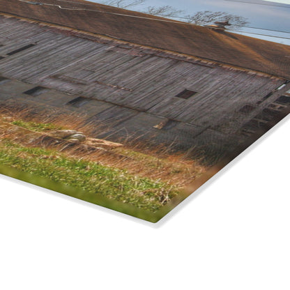 U R There Photography Metamora M-24 Grey III Rustic Farmhouse Tempered-Glass Cutting Board