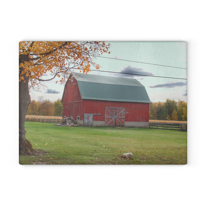 U R There Photography Bowers Roadside Red Rustic Farmhouse Tempered-Glass Cutting Board