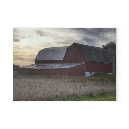 U R There Photography Brown City Red I Rustic Farmhouse Tempered-Glass Cutting Board