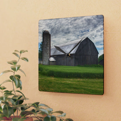 U R There Photography West Tuscola Road Grey Rustic Farmhouse Acrylic Analog Wall Clock