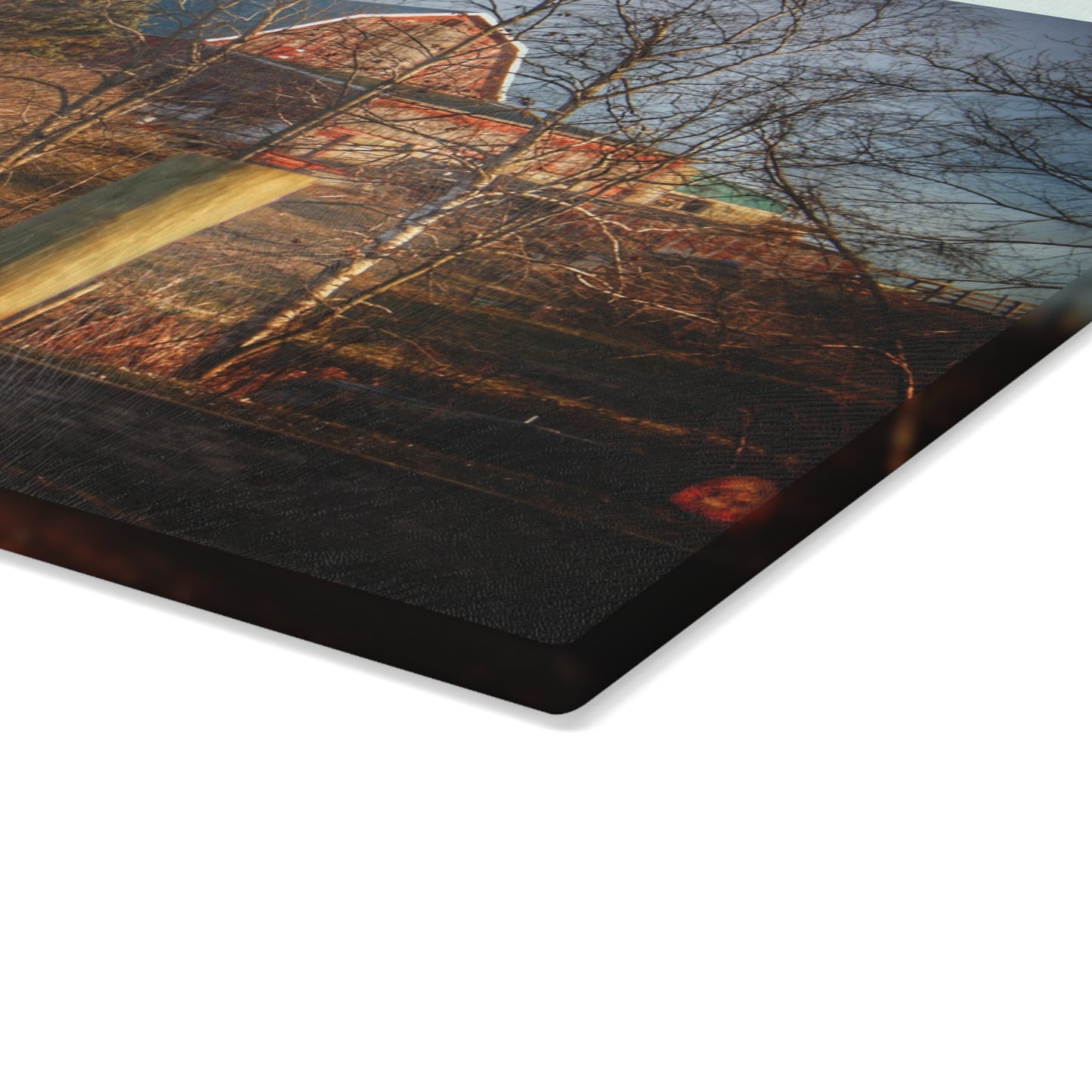 U R There Photography Marathon Road Hillside Red II Rustic Farmhouse Tempered-Glass Cutting Board