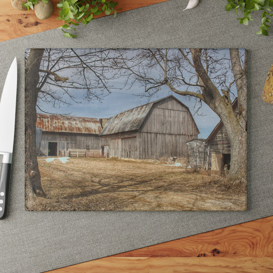 U R There Photography Church Road Greys Rustic Farmhouse Tempered-Glass Cutting Board
