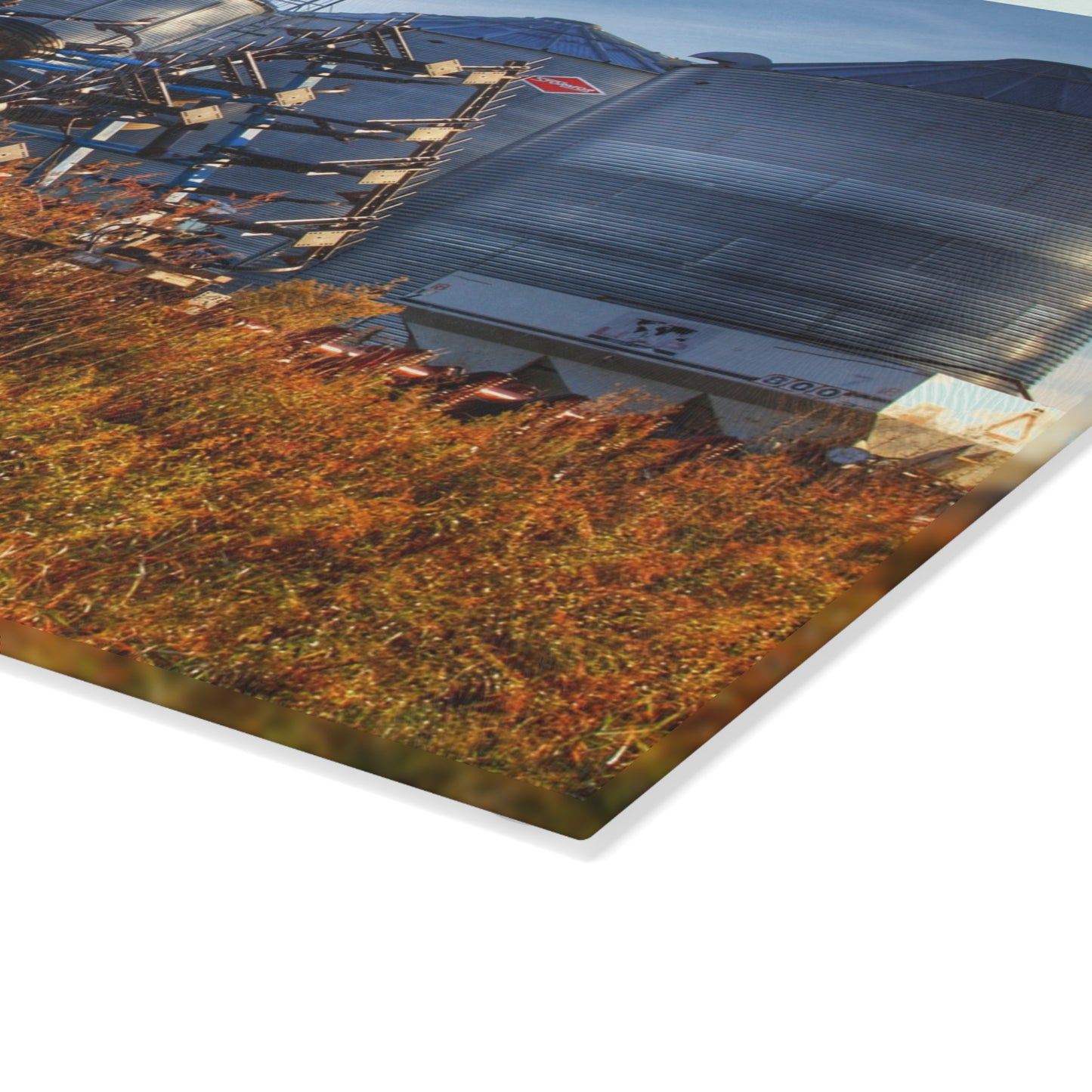 U R There Photography Peck Road Grain Silos Rustic Farmhouse Tempered-Glass Cutting Board