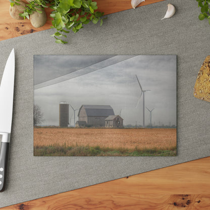 U R There Photography Pinabog Greys Rustic Farmhouse Tempered-Glass Cutting Board