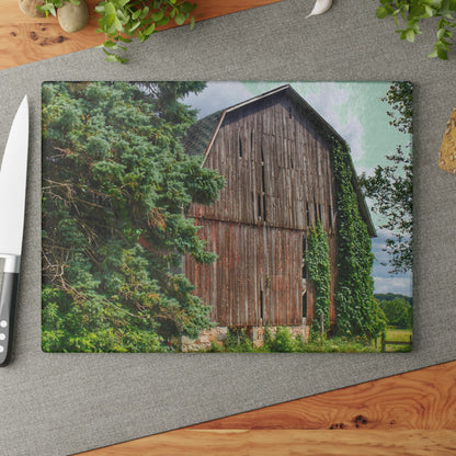 U R There Photography North Branch Ivy Grey I Rustic Farmhouse Tempered-Glass Cutting Board