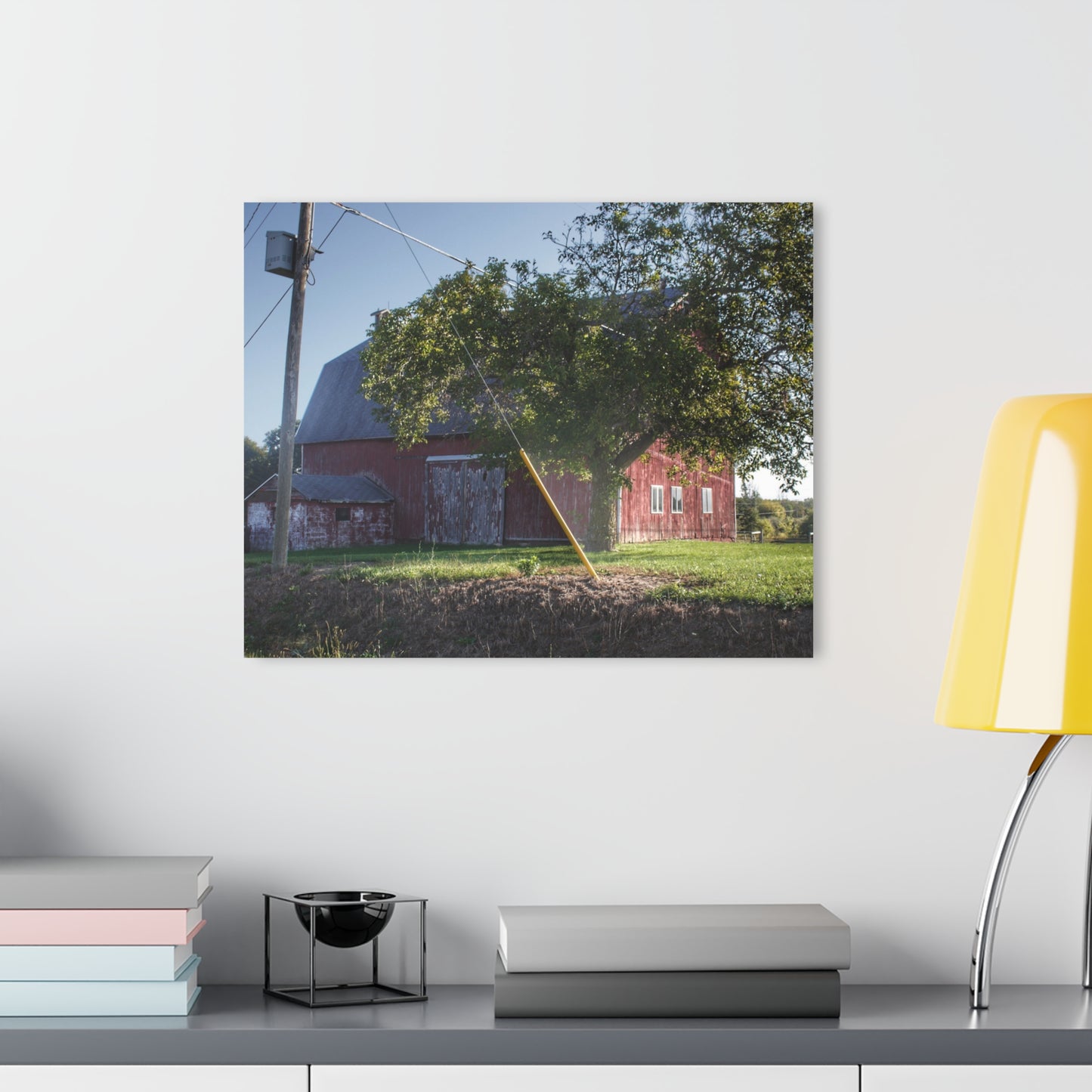 U R There Photography Rochester Road Hidden Red Rustic Farmhouse Acrylic Wall Print