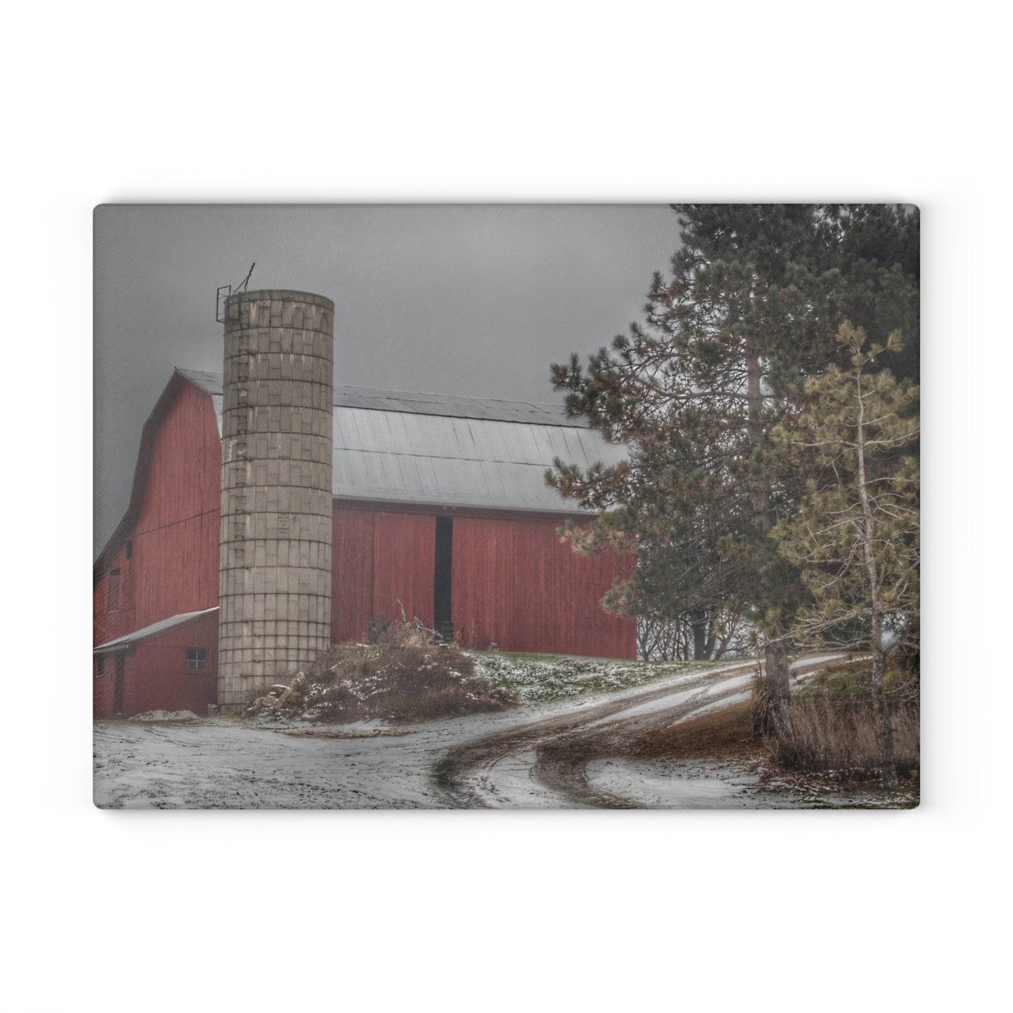 Barn Boutique Rustic Tempered-Glass Cutting Board| South Kirk Road Red