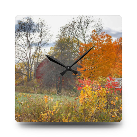 Bowers Hidden Red Rustic Farmhouse Acrylic Analog Wall Clock 10.75'' × 10.75'' (Square)