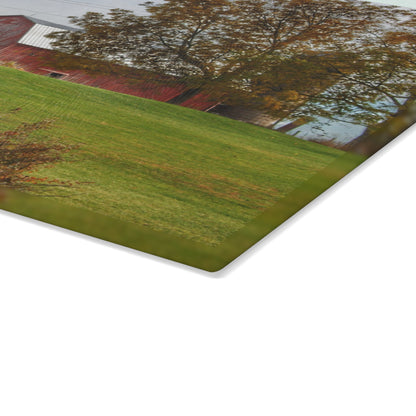 U R There Photography Lyons Road Red Rustic Farmhouse Tempered-Glass Cutting Board