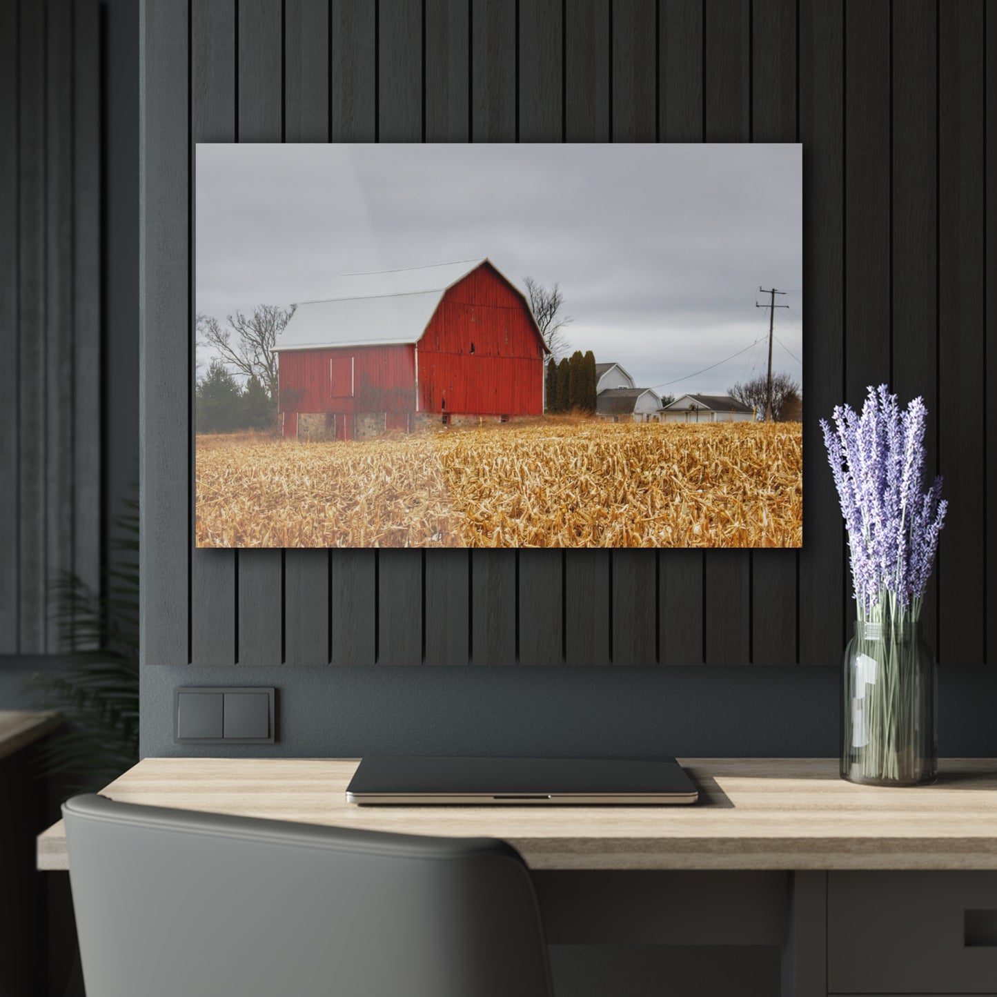 U R There Photography Jones Road Red Rustic Farmhouse Acrylic Wall Print