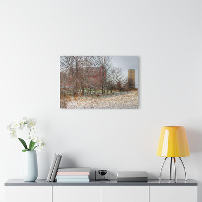 U R There Photography Hough Road Hidden Winter Red II Rustic Farmhouse Acrylic Wall Print