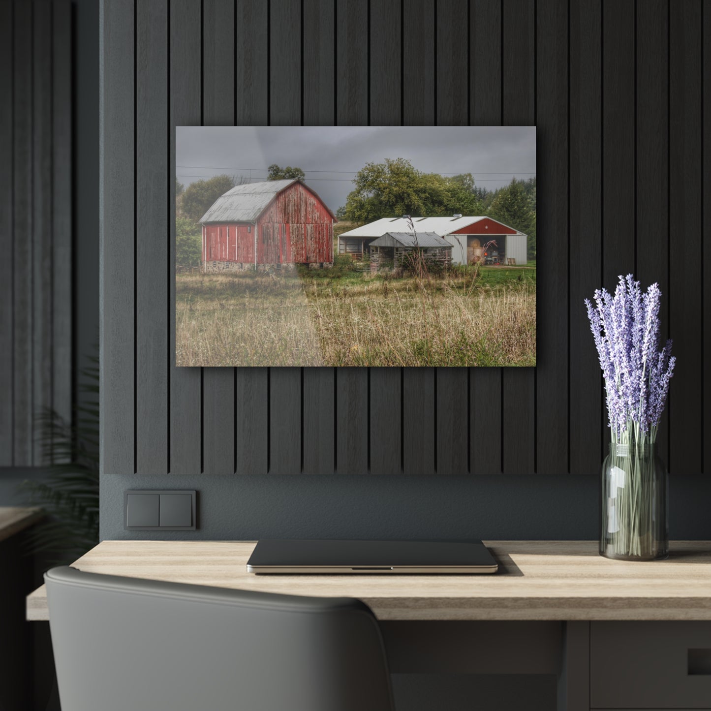 U R There Photography North Lake Road Red II Rustic Farmhouse Acrylic Wall Print
