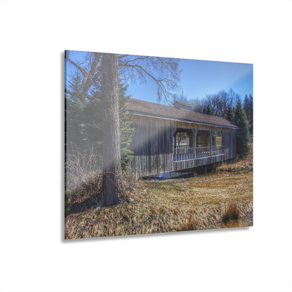 U R There Photography Covered Bridge of Campground Road I Rustic Farmhouse Acrylic Wall Print