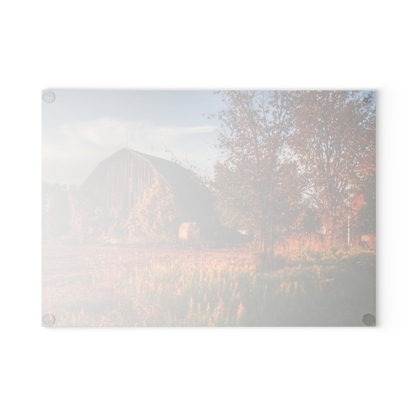 U R There Photography Lake Pleasant Road Grey Rustic Farmhouse Tempered-Glass Cutting Board 11"x 15"