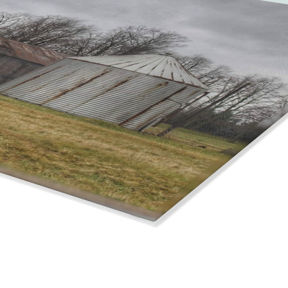 U R There Photography Hough Road Green Quonset I Rustic Farmhouse Tempered-Glass Cutting Board