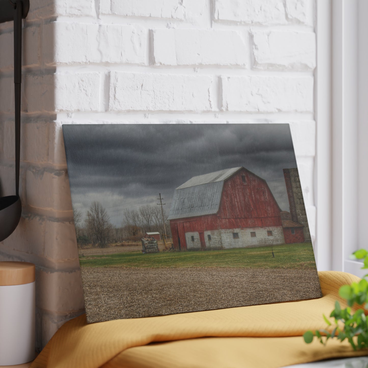 U R There Photography Murray Road Red Rustic Farmhouse Tempered-Glass Cutting Board