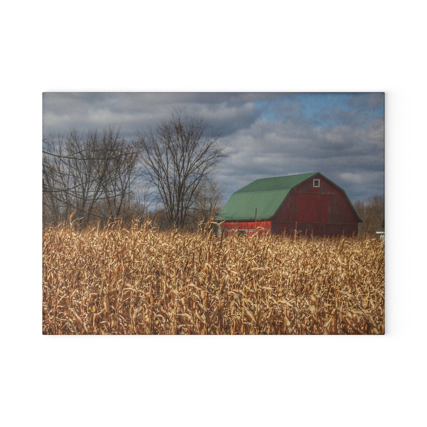 U R There Photography North Force Road Hidden Red Rustic Farmhouse Tempered-Glass Cutting Board